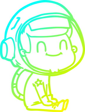 Bir insan tarafından çizilmiş mutlu bir astronotun soğuk gradyan çizimi.