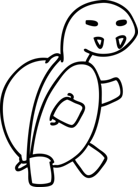 Bir insan tarafından çizilmiş ürkünç vampir kaplumbağanın çizgi karalaması