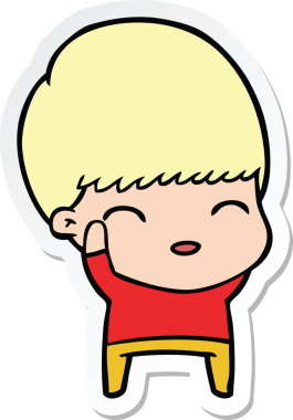 Bir insan tarafından çizilmiş mutlu bir çizgi film çocuğunun çıkartması.