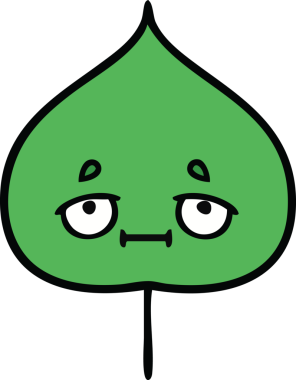 Bir insan tarafından çizilmiş dışavurumsal yaprağın sevimli karikatürü.