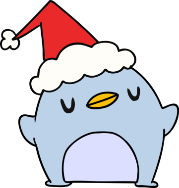 Bir insan tarafından çizilmiş kawaii pengueninin el çizimi karikatürü