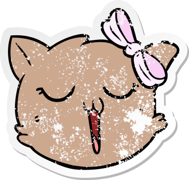 Bir insan tarafından çizilmiş karikatür kedi suratı.