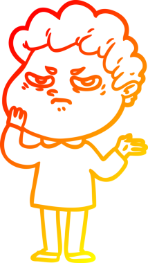 Bir insan tarafından çizilmiş kızgın bir adamın sıcak çizgi çizimi.