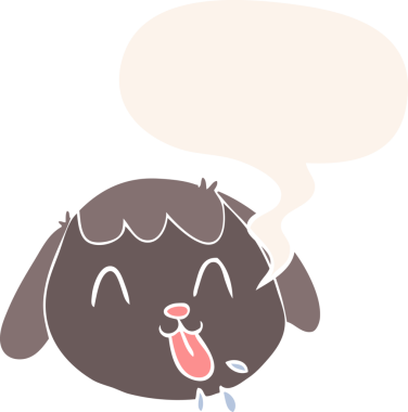 bir insan tarafından çizilmiş eski tarz konuşma baloncuğu ile çizgi film köpek yüzü