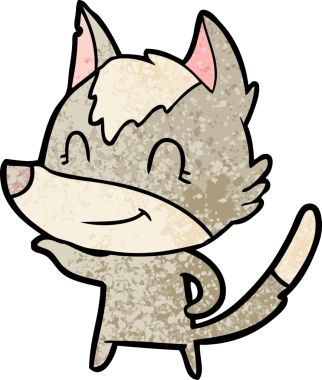 Bir insan tarafından çizilmiş dost canlısı bir kurt.