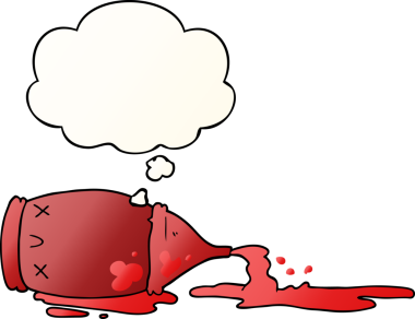 Bir insan tarafından çizilmiş yumuşak eğimli baloncuklu çizgi film şişesi döküldü.