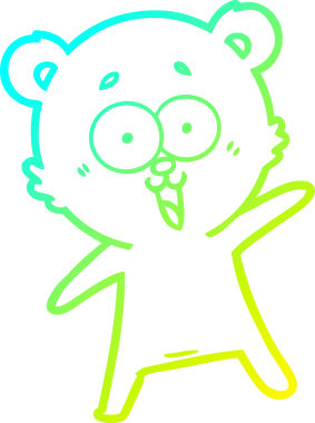 Bir insan tarafından çizilmiş gülen oyuncak ayı çizgi filmi.