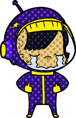 Bir insan tarafından çizilmiş ağlayan astronot kız.