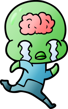 Bir insan tarafından çizilmiş koca beyinli bir uzaylı ağlaması.