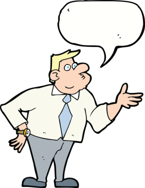 karikatür işadamı bir insan tarafından çizilmiş konuşma balonuyla soru soruyor