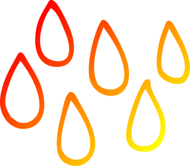 Bir insan tarafından çizilen yağmur damlalarının çizgi film çizimleri.