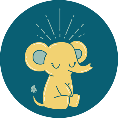 Bir insan tarafından çizilmiş dövme stili şirin bir fil.