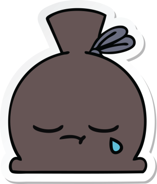 Bir insan tarafından çizilmiş şirin bir karikatür çuvalı.