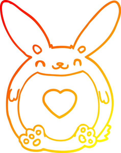 Bir insan tarafından çizilmiş sevgi dolu kalbi olan çizgi film tavşanı çizimi.