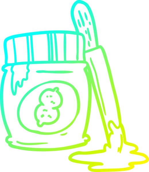 Bir insan tarafından çizilmiş fıstık ezmesi kavanozunun soğuk gradyan çizimi.