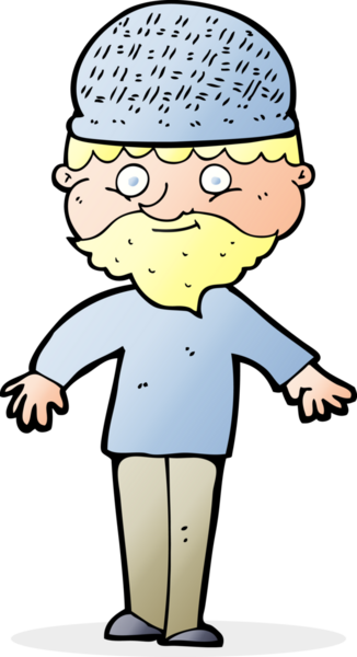 Bir insan tarafından çizilmiş kış şapkalı bir çizgi film adamı.