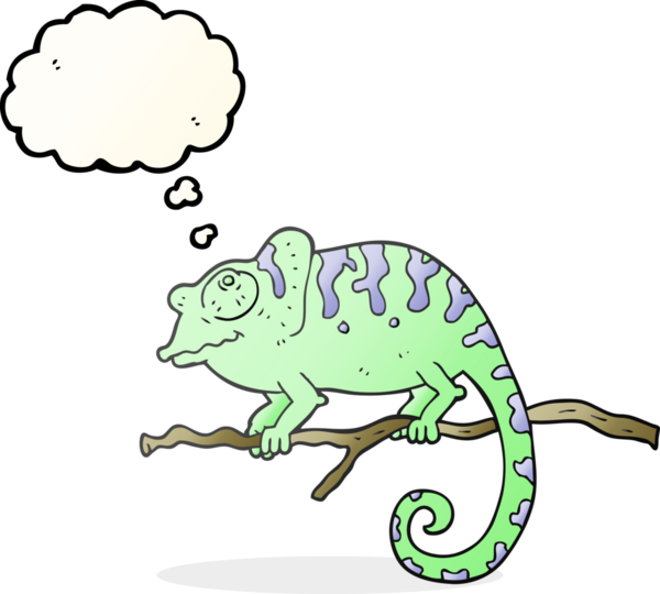 Bir insan tarafından çizilmiş serbest çizim balon karikatür bukalemunu.