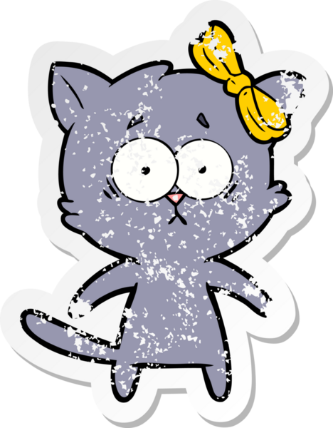 Bir insan tarafından çizilmiş karikatür bir kedinin sıkıntılı çıkartması.