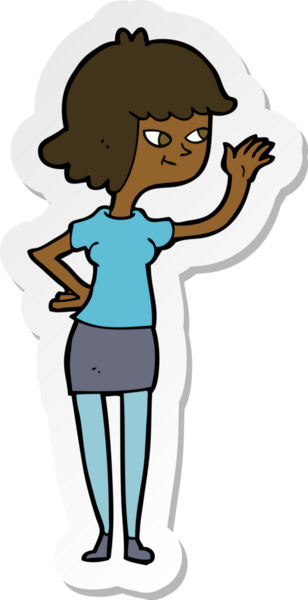 Bir insan tarafından çizilmiş, karikatür dostu bir kızın çıkartması.