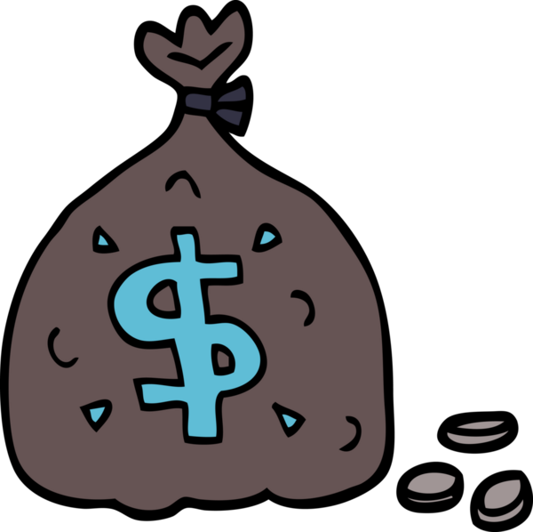 Bir insan tarafından çizilmiş bir çanta dolusu dolar.