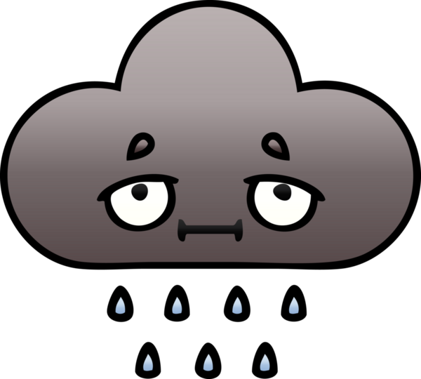 Bir insan tarafından çizilmiş fırtına yağmuru bulutunun gölgeli karikatürü