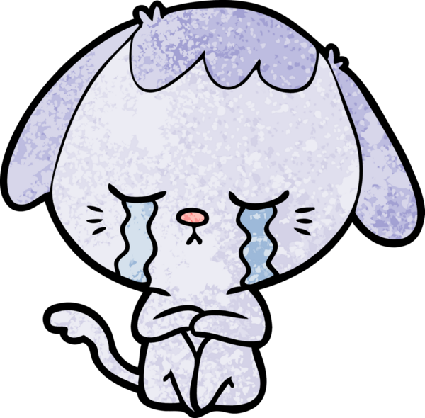 Bir insan tarafından çizilmiş ağlayan bir köpek.