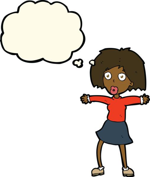 Bir insan tarafından çizilmiş düşünce balonlu bir karikatür.