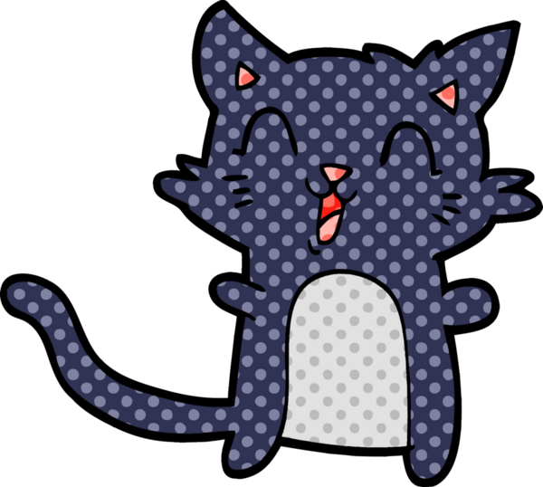 Bir insan tarafından çizilmiş mutlu bir kedi.