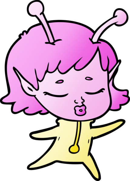 Bir insan tarafından çizilmiş uzaylı kız.