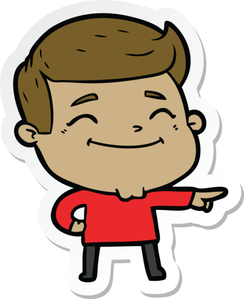 Bir insan tarafından çizilmiş mutlu bir çizgi film karakterinin çıkartması.