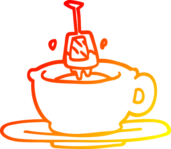 Bir insan tarafından çizilmiş bir fincan çayın sıcak çizgi çizgisi.