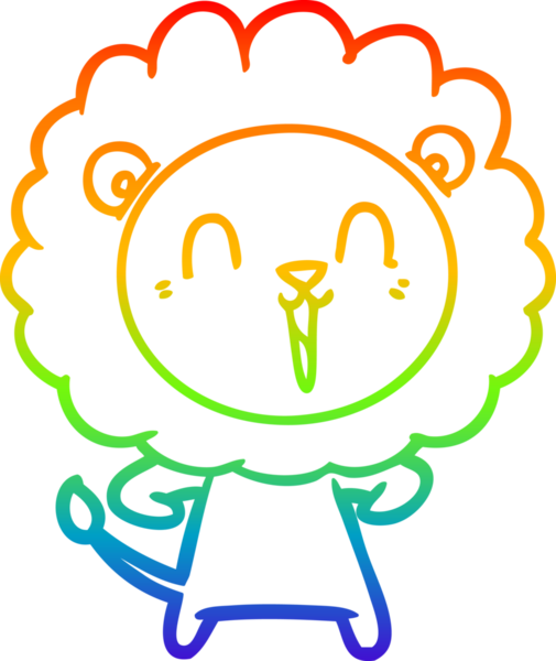 Bir insan tarafından çizilmiş gülen aslan çizgi çizimi.