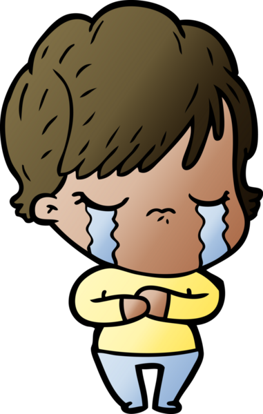 Bir insan tarafından çizilmiş ağlayan çizgi film kadını.