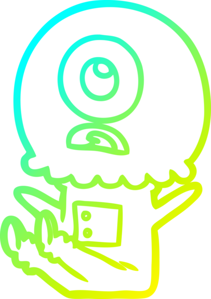 Bir insan tarafından çizilmiş soğuk gradyan çizgi çizimi Kiklops uzaylı uzay adamı