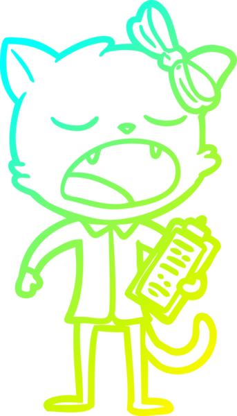 Bir insan tarafından çizilen esneyen bir çizgi filmin soğuk gradyan çizimi