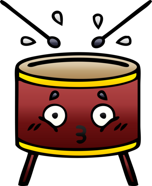 Bir insan tarafından çizilen davulun gölgelenmiş karikatürü