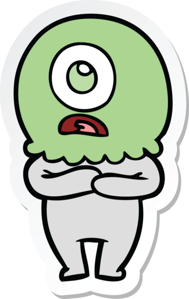 Bir insan tarafından çizilmiş uzaylı uzay adamının çizdiği Tepegöz 'ün çıkartması.