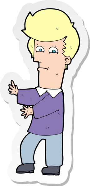 Bir insan tarafından çılgınca çizilmiş bir karikatür adamın çıkartması.