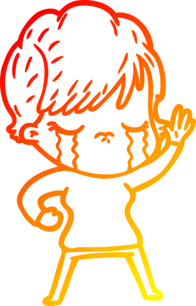 Bir insan tarafından çizilmiş, ağlayan bir çizgi kadın çizimi.