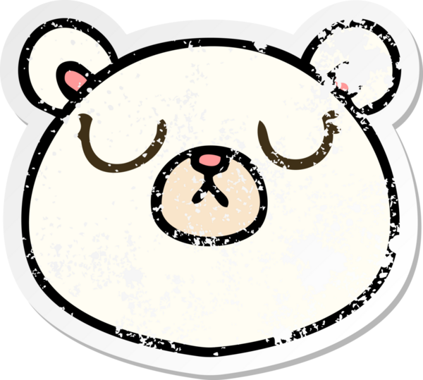 Bir insan tarafından çizilmiş garip bir el çizimi kutup ayısının sıkıntılı çıkartması.