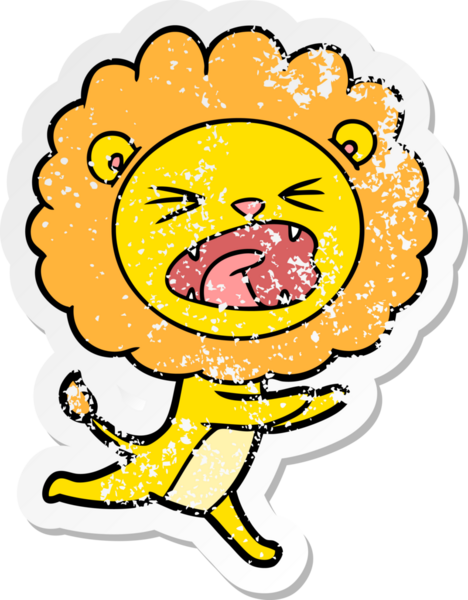 Bir insan tarafından çizilen aslan çizgi filminin sıkıntılı çıkartması.