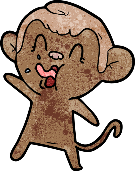 Bir insan tarafından çizilmiş çılgın çizgi film maymunu