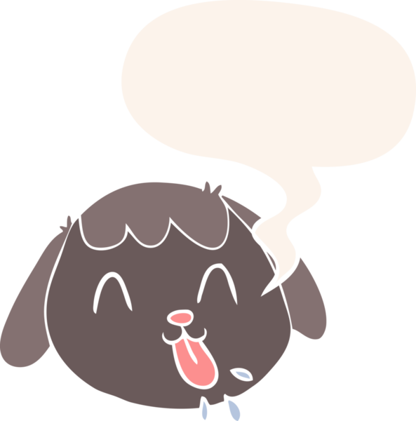 bir insan tarafından çizilmiş eski tarz konuşma baloncuğu ile çizgi film köpek yüzü