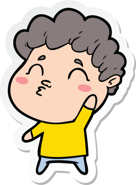 Bir insan tarafından çizilmiş karikatür adamın çıkartması.