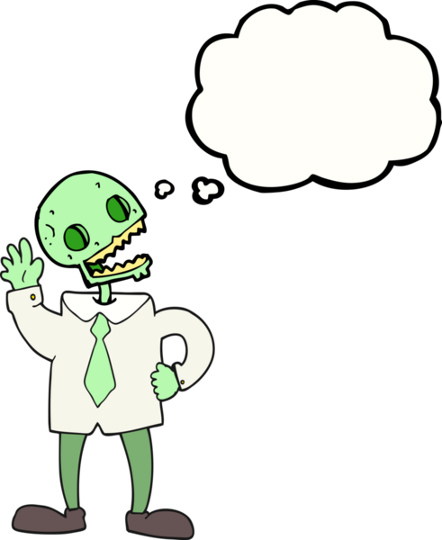 Bir insan tarafından çizilmiş serbest çizim balon karikatür zombi iş adamı