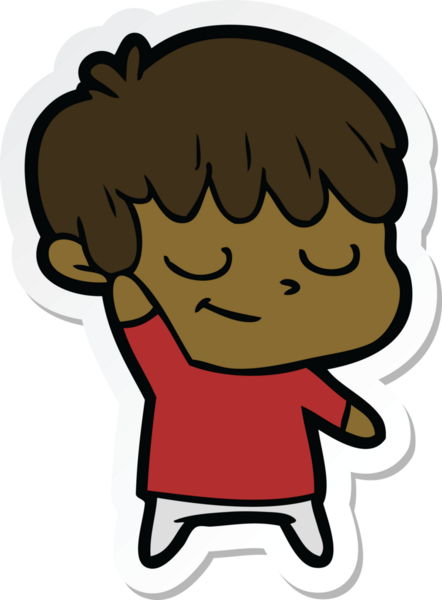 Bir insan tarafından çizilmiş mutlu bir çizgi film çocuğunun çıkartması.