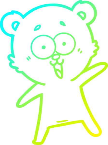 Bir insan tarafından çizilmiş gülen oyuncak ayı çizgi filmi.