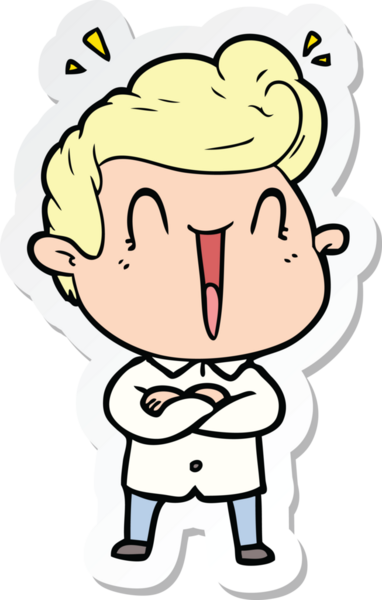 Bir insan tarafından çizilmiş heyecanlı bir adamın çıkartması.