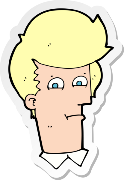 Çizgi film adamının çıkartması Bir insan tarafından çizilen gözleri daraltıyor