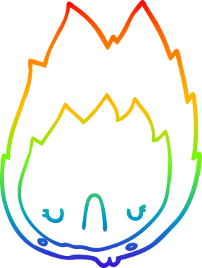 Bir insan tarafından çizilmiş mutsuz bir alevin çizgi çizimi.